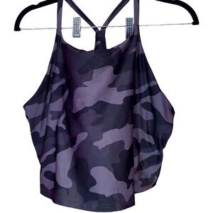 Sports Bra Workout Tank Plus Size 2X With Built in Bra Camo Back Gray Old Navy